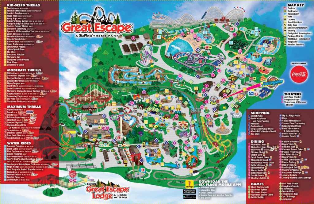 six flags great escape & Hurricane harbor map Schroon Lake / Lake