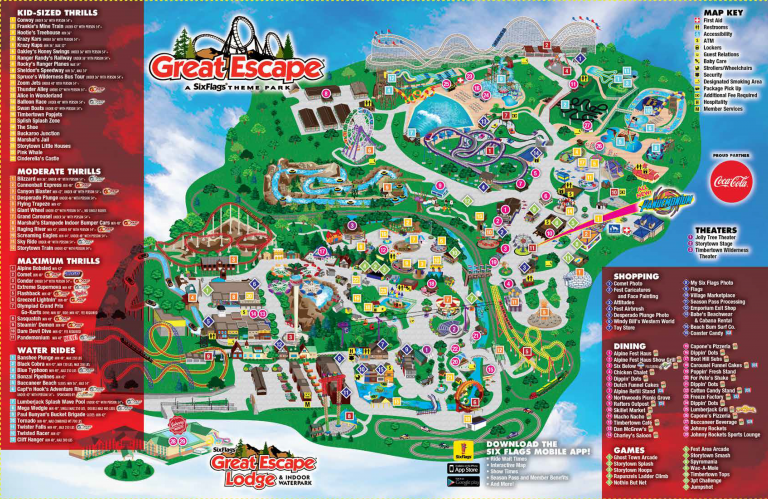 Six Flags Great Escape And Hurricane Harbor Map Schroon Lake Lake